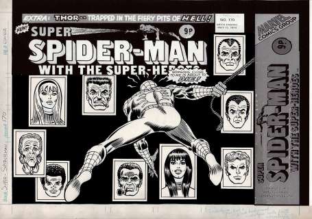 Frank Giacoia Dave Hunt - british amazing spider-man #121 published cover (super spider-man #170) 1976