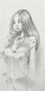 Willem Vleeschouwer | Willem Vleeschouwer - Originele tekening in potlood - Pin-up - Formaat: 14 x 28 cm. | Catawiki