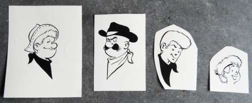 Tibet | 4Ã— Original drawing in Indian ink  - Chick Bill, Petit Caniche, Kid Ordinn and Dog Bull | Catawiki