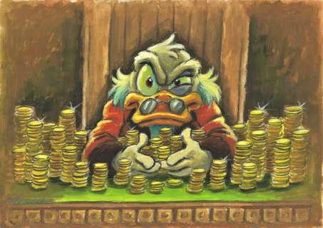 Joan Vizcarra | $crooge McDuck Treasure-Hoarding - Original Painting - Joan Vizcarra - Acrylic Art - Original Artwork | Catawiki