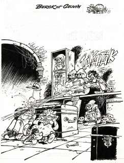 Berck | Sammy, Le gorille à huit pattes, couverture originale à l’encre de chine pour cet album paru en 1975 chez Dupuis. | Septimus