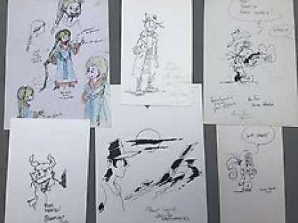 Wasterlain / Mauricet / Benn / Dethorey / Divers Auteurs | Wasterlain / Mauricet / Benn / Dethorey / divers auteurs - 6 Dessins originaux dédicacés | Catawiki