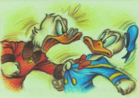 Joan Vizcarra | Donald Duck & His Uncle Scrooge Encounter - Original Drawing - Joan Vizcarra - Pencil Art - Original Artwork | Catawiki