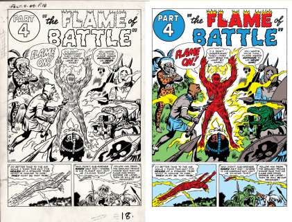 Dick Ayers, Jack Kirby - fantastic four #9 p 14 splash (1st year ff splash! ) large art -1962