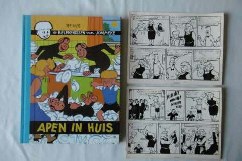 Jef Nys - Redelijke / Nieuwstaat - Nys, Jef - Originele pagina (p.7) Jommeke 20 + groot formaat luxe - Apen in huis - Cartonné - (1965/2002)