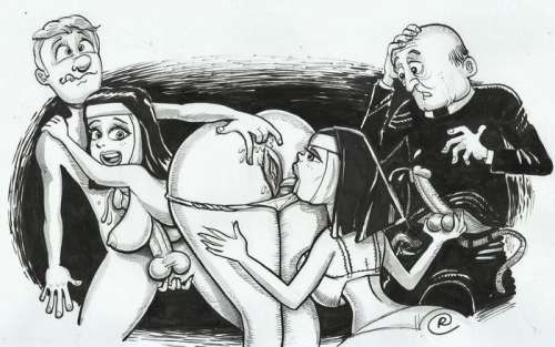 Ramis | Ramis - Original drawing - underground comic - sexy girl - forbidden nuns - EO | Catawiki