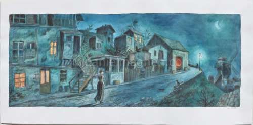 Clément Oubrerie - Illustration originale, reprise en couleur de la case 1 page 55, accompagnée du dessin original à la mine de plomb - Apollinaire - Pablo