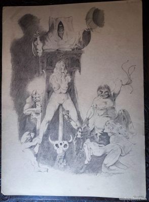 ILUSTRACIÓN DIBUJO A LÁPIZ. Boceto Trabajo. Cómic pulp horror erótico. Escuela Valenciana Años 60/70 | todocoleccion (Buy It Now)