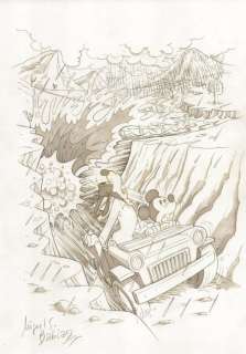 Miguel Sánchez Babiano | Mickey Mouse - Mickey and Goofy race against the water by Miguel S. Babiano - Page volante - Exemplaire unique - (2007) | Catawiki