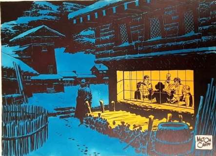 Milton Caniff | Fuori serie - Milton Caniff Seasons greetings to Bob Reuger, from Terry and the Pirates! Acquerellata a mano | Catawiki