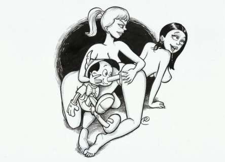 Ramis | Ramis - Original drawing - underground comic - sexy girl - Pinocchio lying - EO | Catawiki