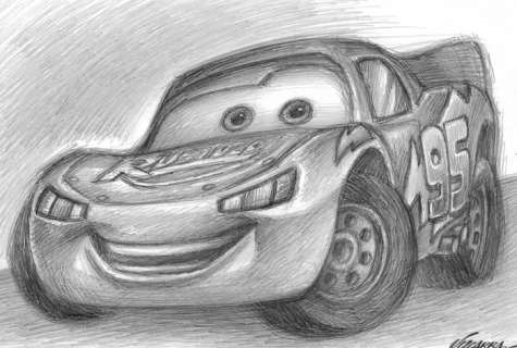Joan Vizcarra | Lightning McQueen [CARS, 2006] - Original Drawing - Joan Vizcarra Signed - Original Artwork - Pencil Art | Catawiki