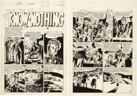Bernard Krigstein Valor #4 Complete 6-page Story "The Know Nothing" Original Art (EC, 1955). One - | Heritage