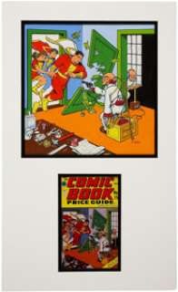 C. C. Beck Overstreet Comic Book Price Guide #15 Cover Featuring The Marvel Family and Sivana Original Art -