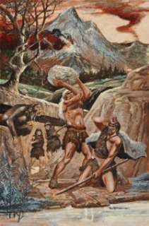 Pat Boyette Korg: 70,000 B.C. #2 Painted Cover Original Art (Charlton, 1975). The Charlton spotlight is on -