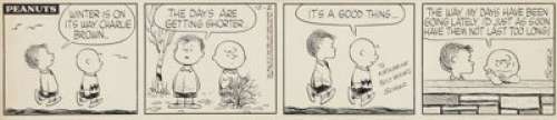 Charles Schulz Peanuts Shermy and Charlie Brown Daily Comic Strip Original Art dated 12-2-57 (United Feature - | Heritage