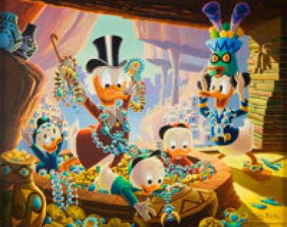 Carl Barks Golden Cities of Cibola Painting Original Art (1975). Barks recreates a scene from his tale, "The - | Heritage