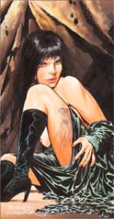 Bernie Wrightson New Tattoo Illustration Original Art (undated). A dark-eyed beauty bears the sign of the skull - | Heritage