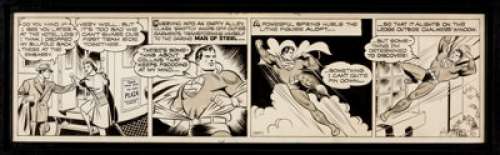 Jack Burnley and Wayne Boring (attributed)/ Joe Shuster Studio  Superman Daily Comic Strip Original Art -