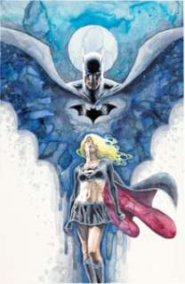 David Mack Justice League of America V2#52 Variant Cover Painting Batman and Supergirl Original Art (DC, -