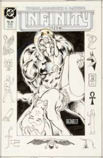Vince Argondezzi Infinity Inc. #44 Cover Original Art (DC, 1987). Infinity has their final confrontation with -