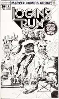 Paul Gulacy Logan’s Run #6 Cover Original Art (Marvel, 1977). "We’ve got a Runner!" Paul Gulacy’s - | Heritage