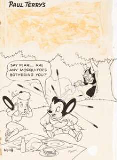 Art Bartsch Mighty Mouse #19 Cover Original Art (St. John, 1950).  Oil Can Harry might as well be spitting -