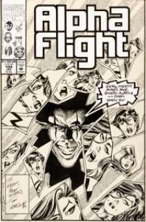 Tom Morgan Alpha Flight #104 Cover Original Art (Marvel, 1992). The bad guy Headlok messes with Aurora‘s -