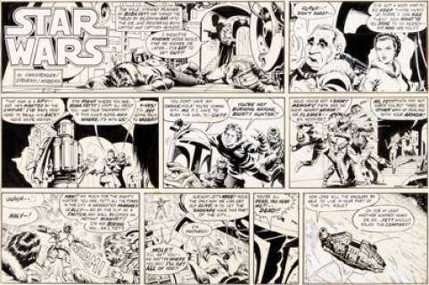Rick Hoberg and Dave Stevens Star Wars Sunday Comic Strip Original Art dated 8-10-80 (LA Times Syndicate, 1980)....