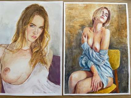 Kateryna Trotsenko | Kateryna Trotsenko (Concordia) - 2 Original pieces - Signed- Size: 21 x 30 cm - (2022) | Catawiki