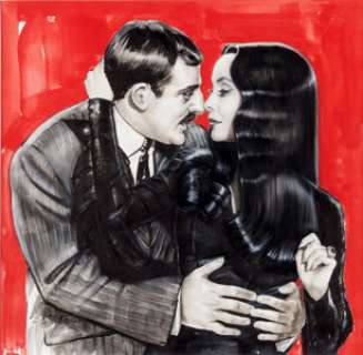 Olivia (Olivia De Berardinis) - Gomez and Morticia from The Addams Family Painting Original Art (2017)....