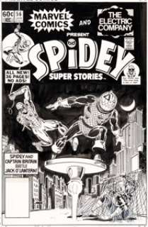 Al Milgrom Spidey Super Stories #56 Cover Captain Britain Original Art (Marvel, 1982)....