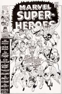 Marie Severin and John Romita Sr. Marvel Super-Heroes #21 Cover Original Art (Marvel, 1969). As the cover -