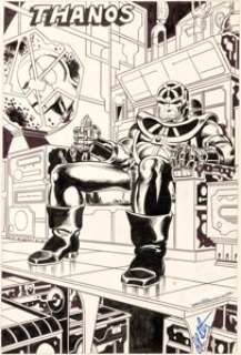 Jim Starlin and Rich Buckler Thanos Concept Illustration Original Art (circa 1971-72)....