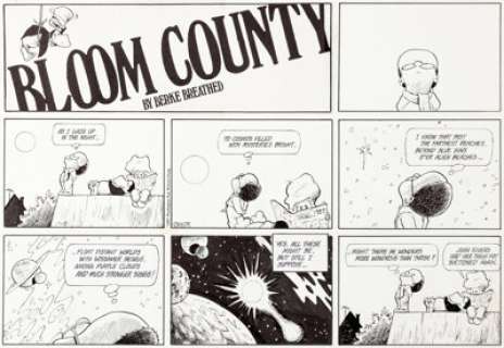 Berke Breathed Bloom County Sunday Comic Strip Original Art dated 1-18-87 (Washington Post Writers Group, 1987)....
