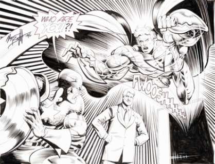 Norm Breyfogle Prime/Captain America #1 Double Splash Page 4-5 Original Art (Marvel/Malibu, 1996).... | Heritage