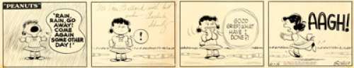 Charles Schulz Peanuts Daily Lucy Van Pelt Original Art dated 6-16-55 (United Feature Syndicate, 1955)....