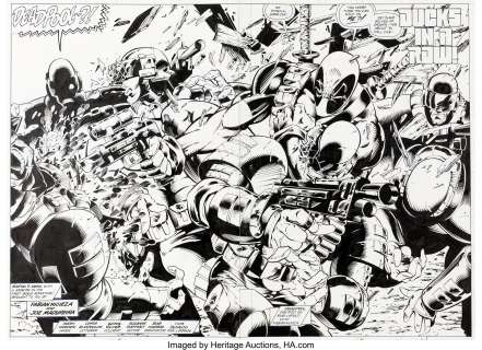 Joe Madureira and Mark Farmer Deadpool: The Circle Chase #1 Double Splash Page 2-3 Original Art (Marvel, -