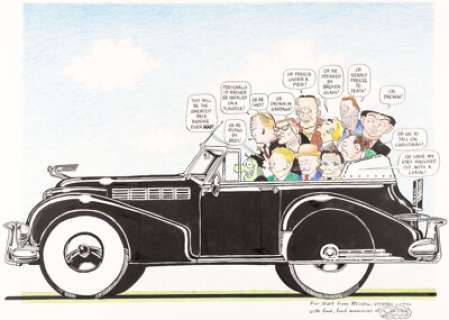 Russell Myers - Broom Hilda with - Dick Tracy Villains Illustration Original Art (1996).