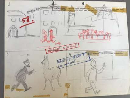 Hergé | Tintin - Story Board - Dessin Animé « Le Temple du Soleil » | Catawiki
