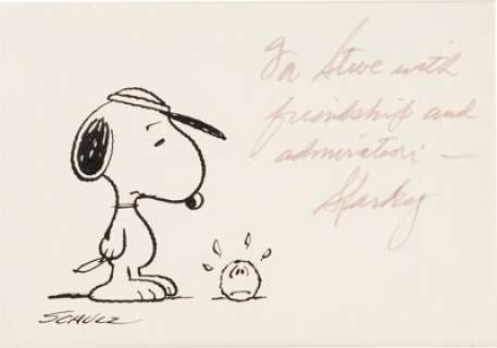 Schulz, Charles | Charles Schulz - Snoopy from Peanuts Tennis-Related Sketch Original Art (undated).... | Heritage