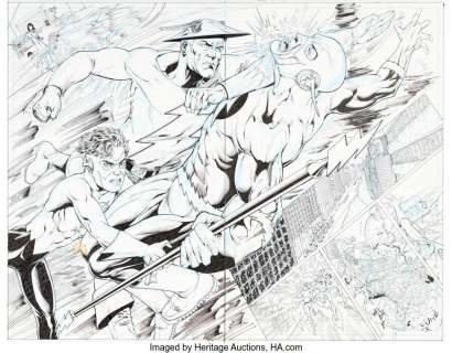 Van Sciver, Ethan - Ethan Van Sciver Flash: Rebirth #4 Double Page Spread 14 and 15 Original Art (DC, 2009)....