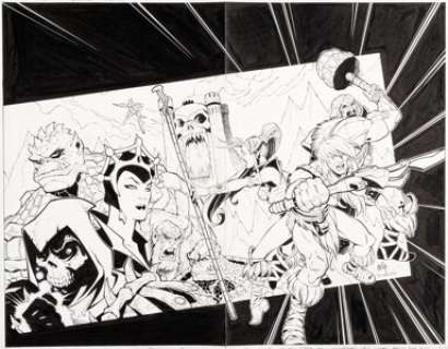 Hamner, Cully - Cully Hamner and Tim Townsend Masters of the Universe #1 Wraparound Variant Cover Original Art (Image, 2003)....