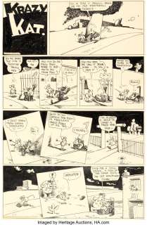 Herriman, George | George Herriman Krazy Kat Sunday Comic Strip Original Art dated 3-1-1936 (King Features Syndicate, 1936).... | Heritage