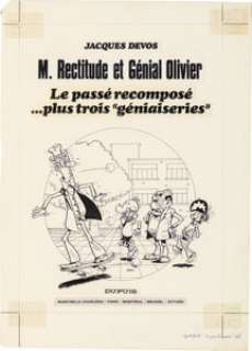Jacques Devos M. Rectitude et Génial Olivier, Le Passé Recomposé Title Page Original Art (Dupuis, 1979). ... (Total: 2 Original Art)
