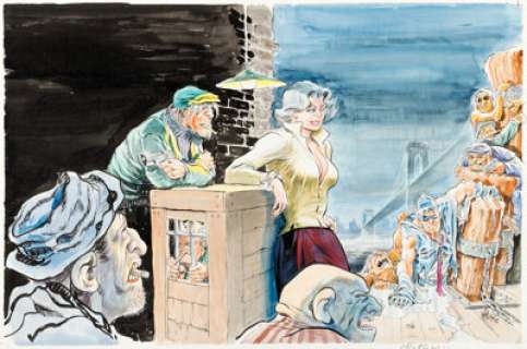 Will Eisner The Spirit #19 Wraparound Cover Painting Original Art (Kitchen Sink Press, 1978).
