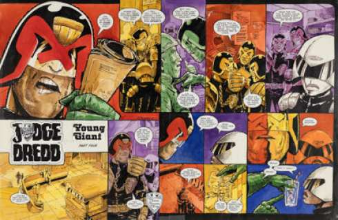 Carlos Ezquerra 2000 AD Prog #654 Story Pages 14 and 15 Judge Dredd Original Art (Fleetway Editions Ltd., 1989).