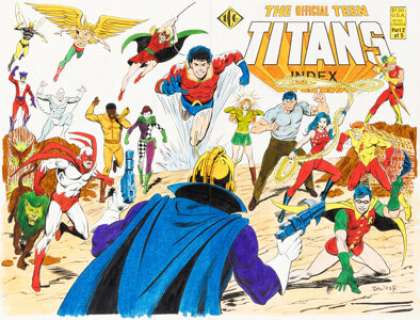 Chuck Patton and Tom Yeates The Official Teen Titans Index #2 Wraparound Cover Original Art (ICG, 1995).