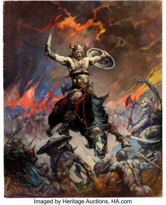 Frank Frazetta, Conan the Berserker, Cover Painting Original Art (Lancer/Ace, 1967).