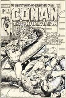 Barry Smith Conan the Barbarian #7 Cover Original Art (Marvel, 1971).
